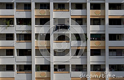 Rows of corridors, HDB flats Stock Photo