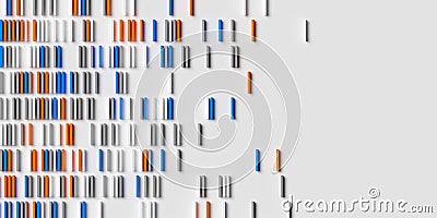 Rows of cubes or boxes array on white background fading out, abstract modern minimal data visualisation, computer science, Cartoon Illustration