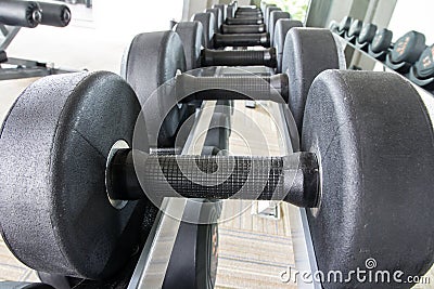 Rows of dumbbell Stock Photo