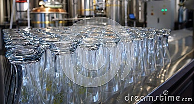 Rows of empty beer glasses Stock Photo