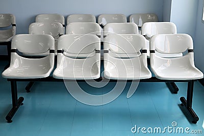 Rows of gray seats Stock Photo