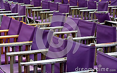 Rows of Fabric Folding Chairs Stock Photo