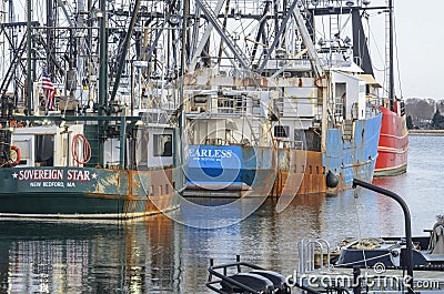Rows of fishing boats Editorial Stock Photo