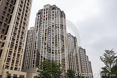 Rows of High-rise Commercial Residential Quarters Editorial Stock Photo
