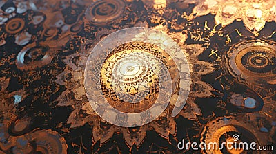 Rows of intricate mandalas each with their own unique design come together to create a larger kaleidoscopic pattern that Stock Photo