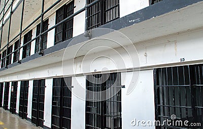 Rows of jail cells at Old Montana prison in Deer Lodge Editorial Stock Photo