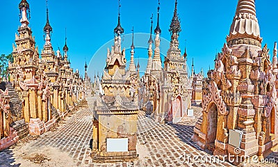 The rows of Kakku Pagodas, Myanmar Stock Photo