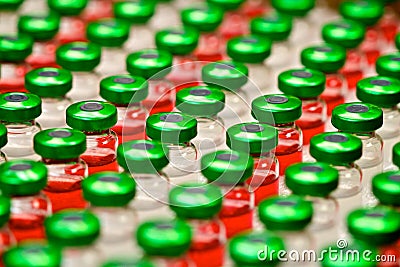 Rows of Laboratory Vials Stock Photo