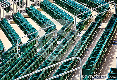 Rows of Green Seats in Stadium Stock Photo