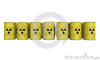 Rows of nuclear waste barrel Stock Photo