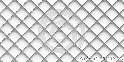 Rows of rotated and offset diagonal white cube boxes block background wallpaper banner flat lay top view from above Cartoon Illustration