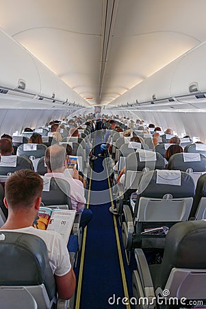 Rows of seats in the plane Editorial Stock Photo