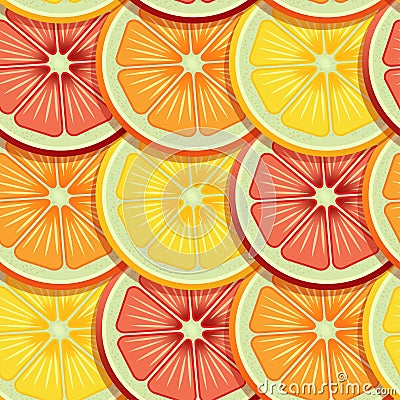 Rows of Sliced critics like orange, lime and grapefruit pattern Vector Illustration