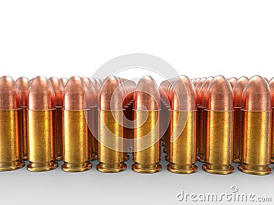 Rows of small caliber bullets Stock Photo