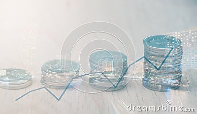 Rows of Thai coins Stock Photo