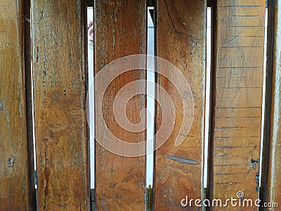 rows of wood on the back of the chair Stock Photo