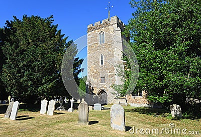 St Mary Magdalene Church and graveyard Roxton Bedfordshire. Editorial Stock Photo