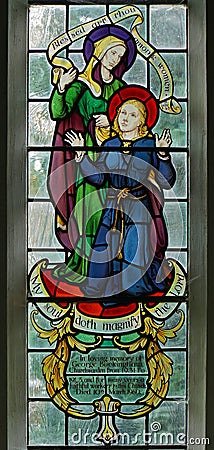 Memorial stain glass window depicting 