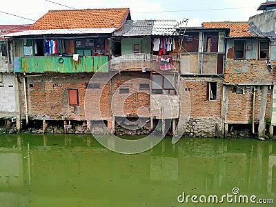 Roxy mas, Jakarta,areas with high population density which are inhabited by the poor Editorial Stock Photo