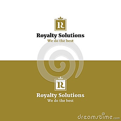 Royal abstract R letter logo with crown. Vector Illustration