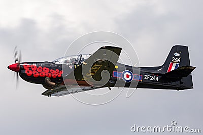 Royal Air Force RAF Short S-312 Tucano T1 ZF244 from RAF Linton-on-Ouse. Editorial Stock Photo