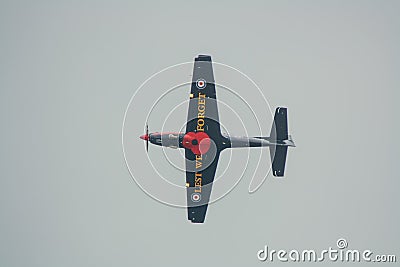 A Royal Air Force Short Tucano T1 ZF244 painted in remembrance of the end of World War I Editorial Stock Photo