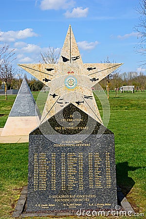 Royal Air Force 31 Squadron memorial at the National Memorial Arboretum, Alrewas. Editorial Stock Photo