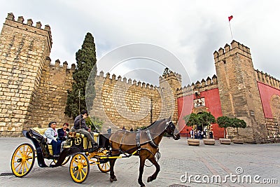 The Royal Alcazars of Seville gateway entrance, Andalusia Editorial Stock Photo