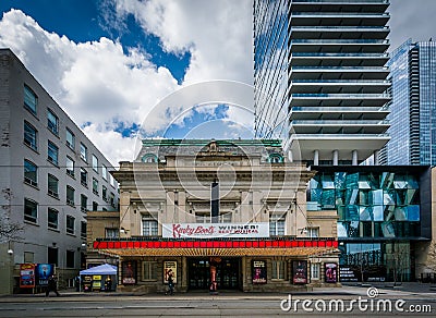 The Royal Alexandra Theatre and modern buildings on King Street, in the Entertainment District, in Toronto, Ontario. Editorial Stock Photo