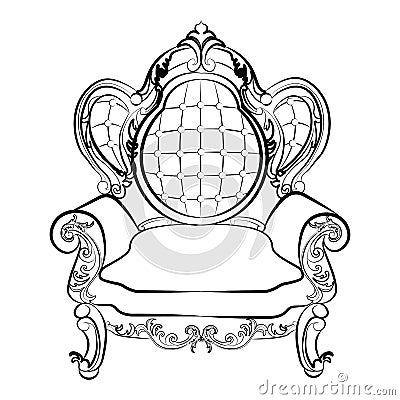 Royal Armchair set in Baroque Rococo style Vector Illustration