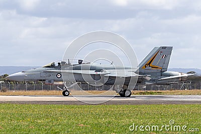 Royal Australian Air Force RAAF McDonnell Douglas F/A-18B Hornet multirole fighter aircraft A21-102 from 2 Operational Conversio Editorial Stock Photo