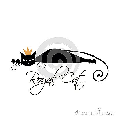 Royal black cat design. Vector illustration Vector Illustration