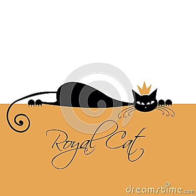 Royal black cat design. Vector illustration Vector Illustration