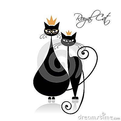 Royal black cats design. Vector illustration Vector Illustration