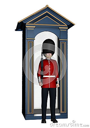 Royal British Guardsman near Guard Box Stock Photo