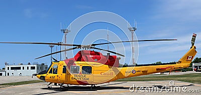 Royal Canadian Air Force military rescue Helicopter on the airport helipad on a sunny day Editorial Stock Photo