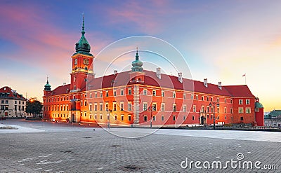 Royal Castle and Sigismund Column in Warsaw in a summer day, Pol Editorial Stock Photo