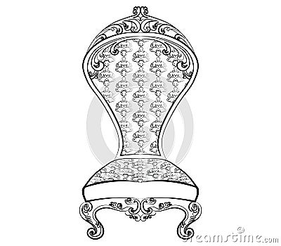 Royal chair with luxurious rich ornaments Vector Illustration