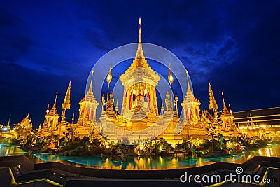 The Royal Crematorium of His Majesty King Bhumibol Adulyadej stands tall in Sanam Luang in front of the Grand Palace Editorial Stock Photo
