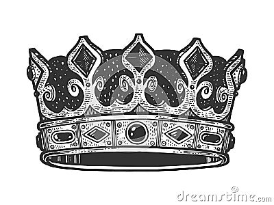 Royal crown sketch engraving vector illustration Vector Illustration