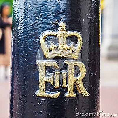 Royal cypher of the Queen in London (hdr) Editorial Stock Photo