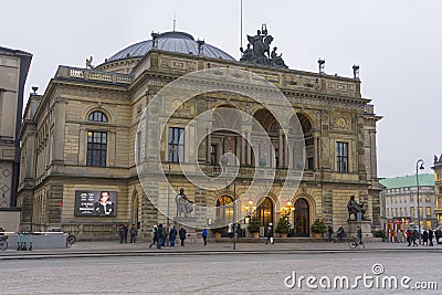 The Royal Danish Theater at dusk in Copenhagen Editorial Stock Photo