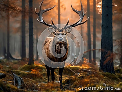 Royal deer walking Stock Photo