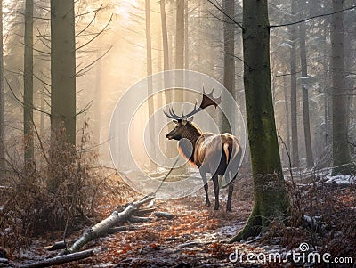 Royal deer walking Stock Photo