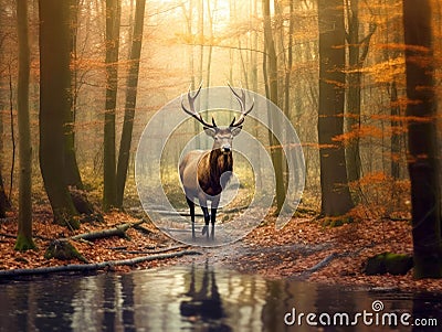 Royal deer walking Stock Photo