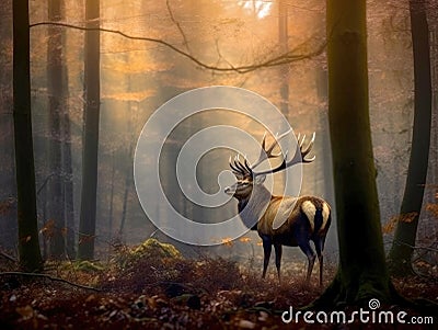 Royal deer walking Stock Photo