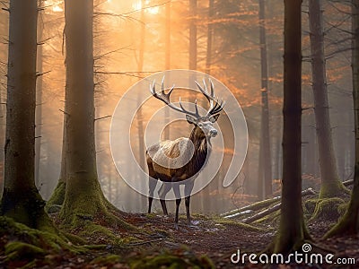 Royal deer walking Stock Photo