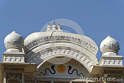 Royal emblem of Scindia Family painted on a dome of a entrance of garden Editorial Stock Photo