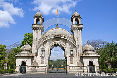 Royal entrance gate of The Lakshmi Vilas Palace, was built by Maharaja Sayajirao Gaekwad 3rd in 1890, Vadodara Baroda, Gujarat Stock Photo