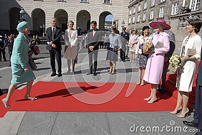 ROYAL FAMILY GREETS BY PRIME MINISTER OF DENMARK Editorial Stock Photo